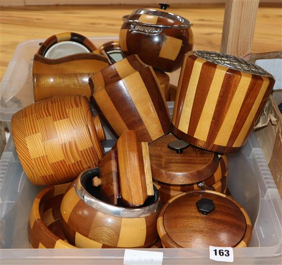 A group of banded wood wares